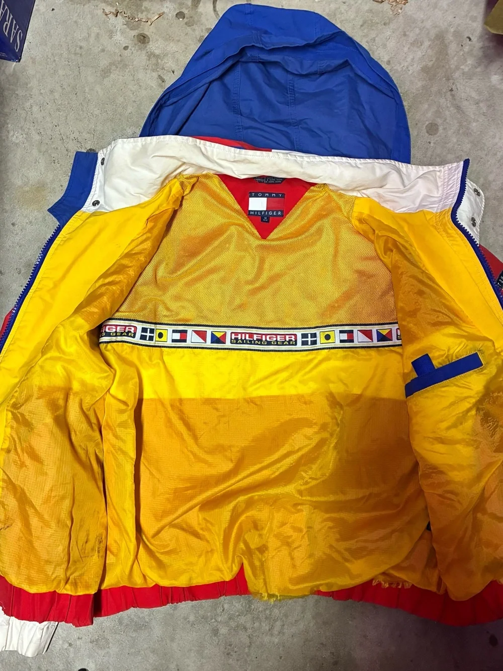 Rare Vintage Tommy Hilfiger Sailing Gear Jacket 90s Color-Block Hooded Size M